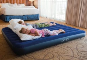 The Intex Downey Airbed is a great spare bed for camping and out of town guests. Its wave beam construction creates a uniform sleeping surface. Soft, plush flocking provides a luxurious sleeping surface, while helping to keep the sheets in place.