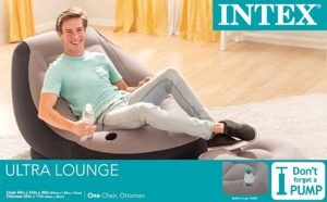 Whether you’re indoors or outdoors, Intex Ultra Lounge is the ultimate seat for comfort and relaxation. Designed with soft flocked material, an angled backrest, ottoman, and built-in cup holder, this chair combines maximum quality with sleek design. Sit back and relax as the ottoman