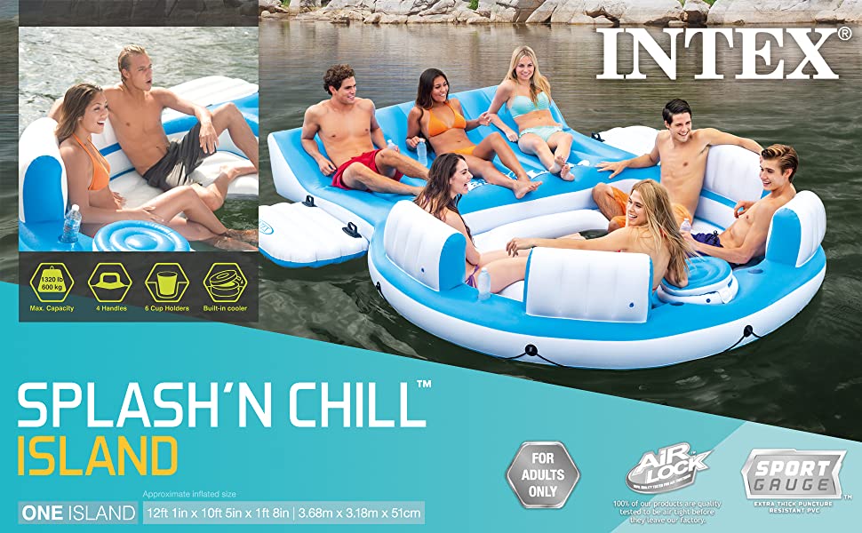 Intex Splash 'N Chill, Inflatable Relaxation Island, 145"X125"X20"