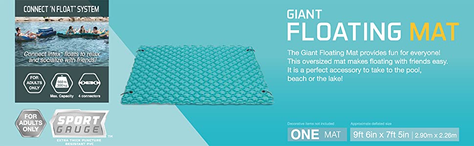 Intex Giant Inflatable Floating Mat, 114" X 84"