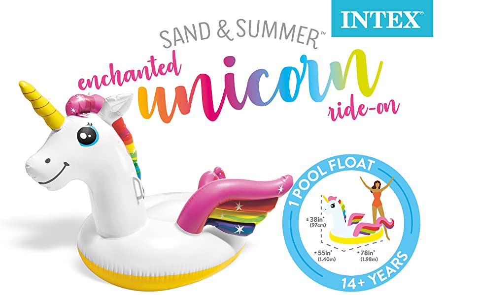 Intex Unicorn Inflatable Ride-On Pool Float, 79" X 55" X 38"
