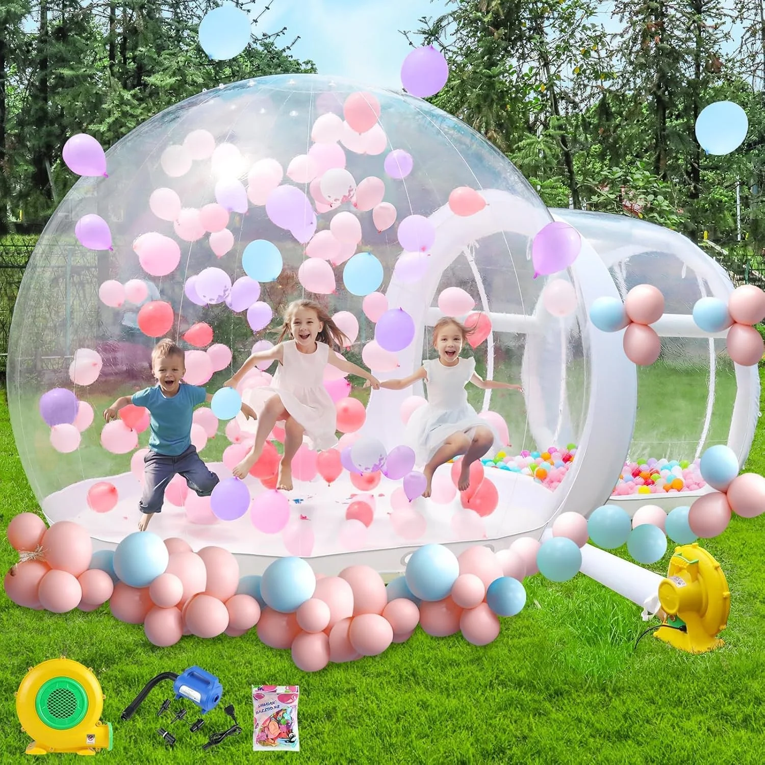 Inflatable FBSPORT Bubble House Dome Blower and Balloons | 10FT