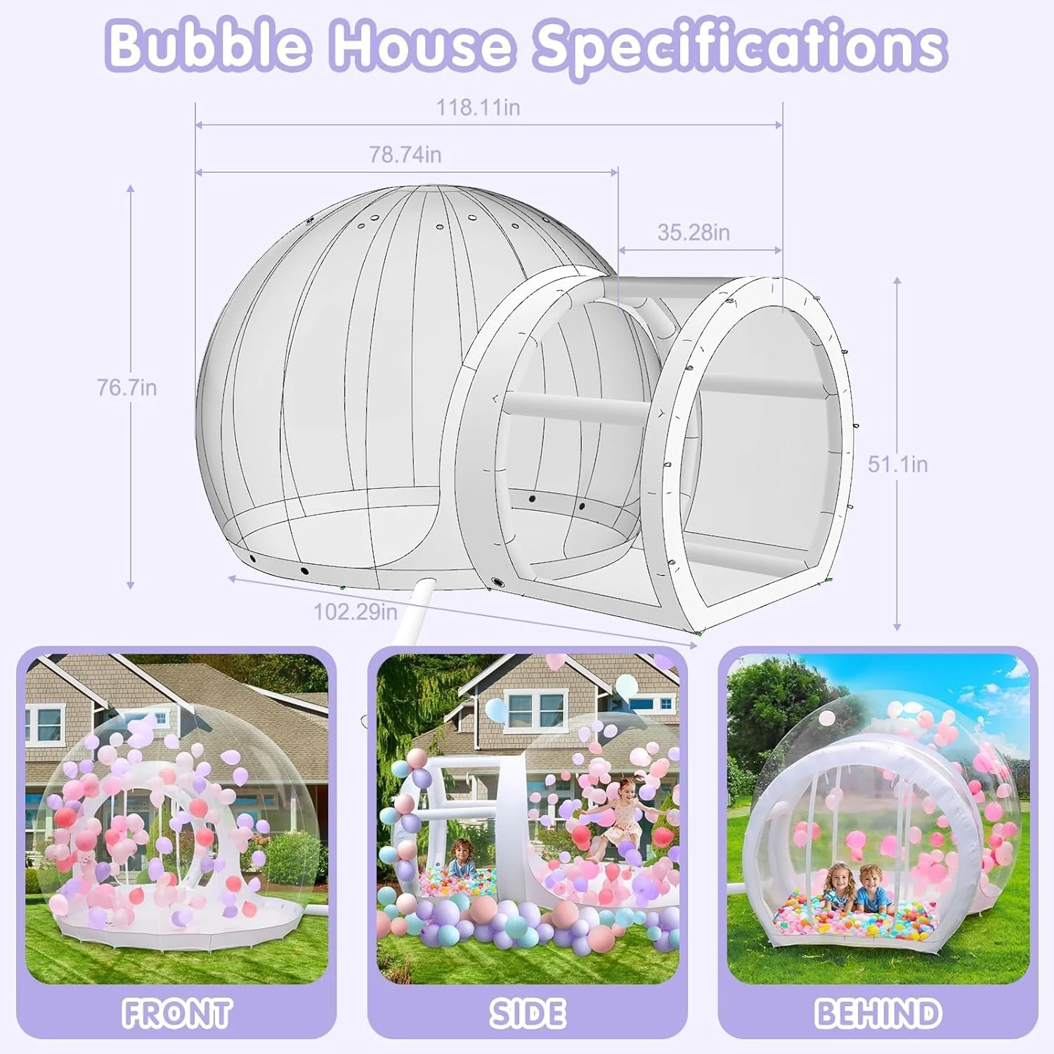 Inflatable FBSPORT Bubble House Dome Blower and Balloons | 10FT