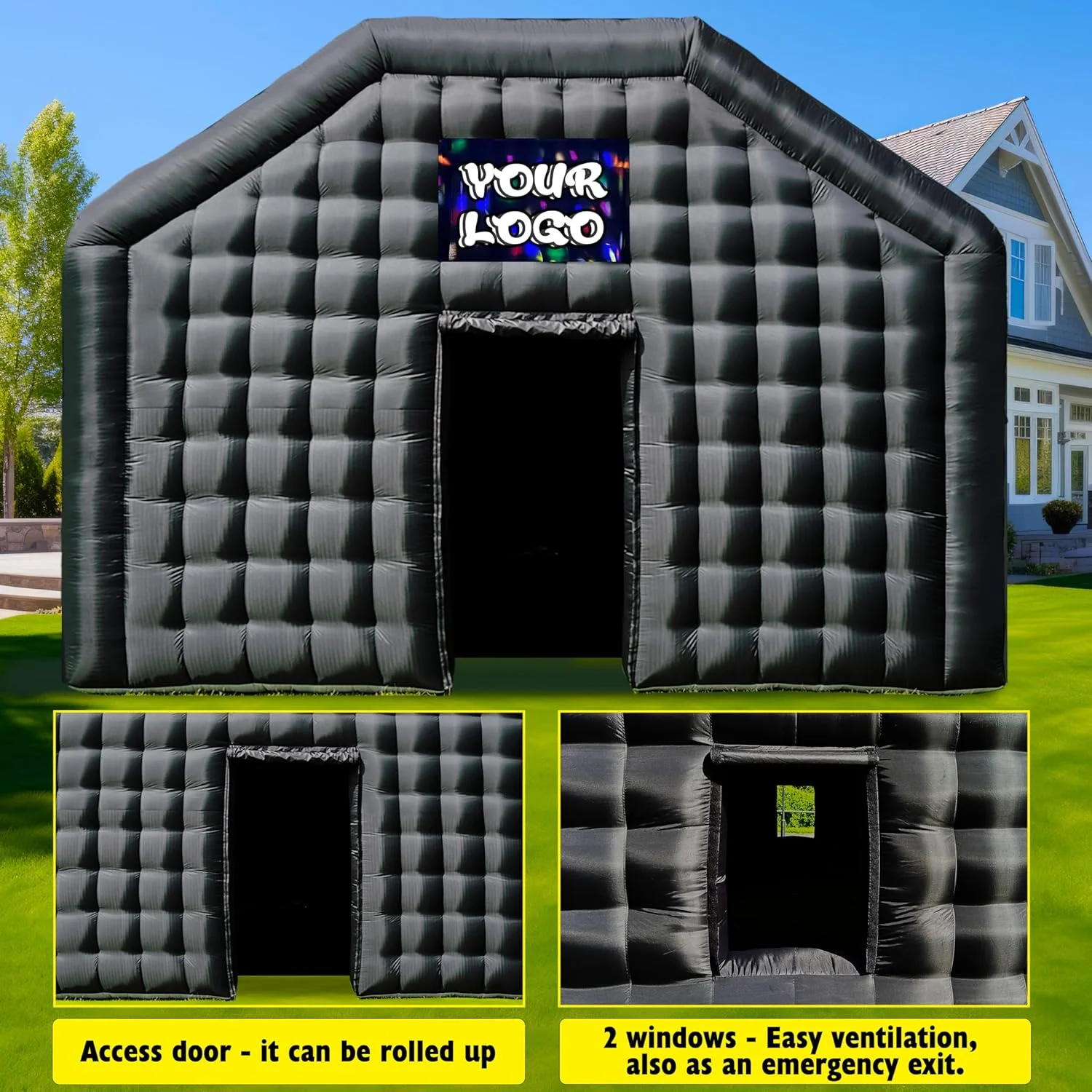 WARSUN 20×16.5×12 FT Black Inflatable Nightclub for Events