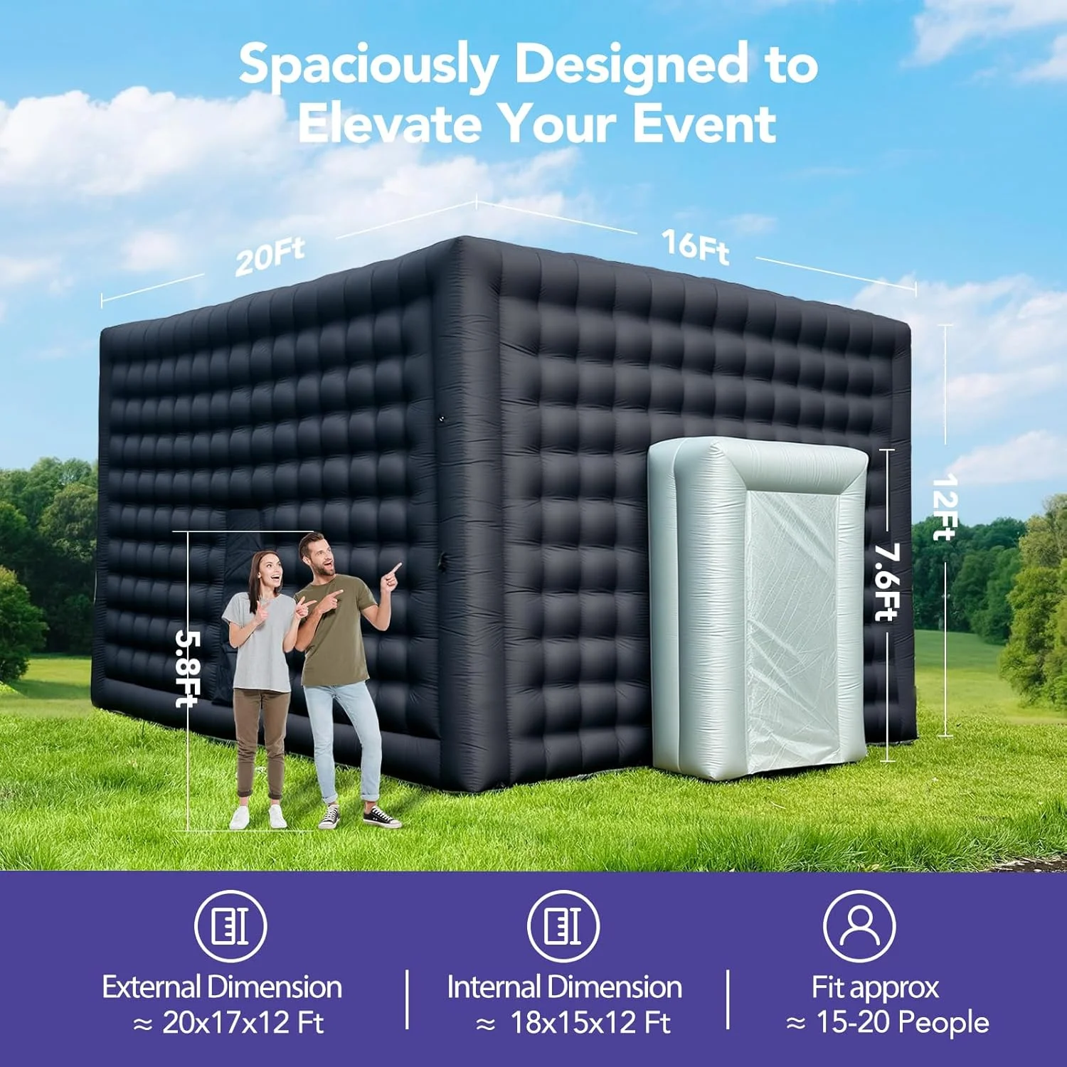 Giant Inflatable Nightclub Tent 20x17x12 – Black