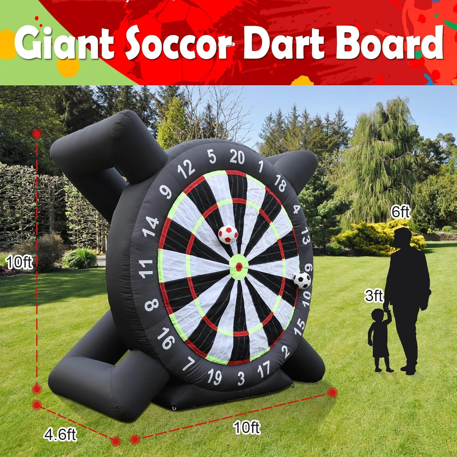 Inflatable Soccer Dartboard – Fun Outdoor Yard Game | 10FT
