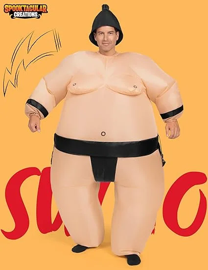 Spooktacular Creations Sumo Inflatable Costume for Adults – Funny Blow-Up Suit