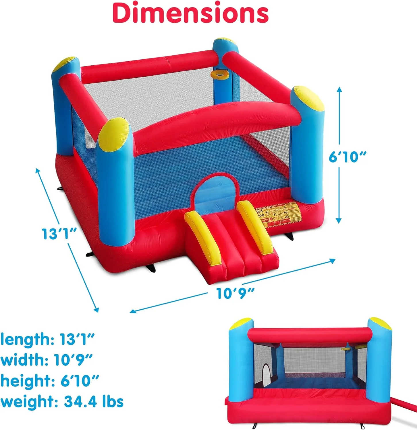 Funormous Giant Bounce House – Inflatable Castle with Hoops