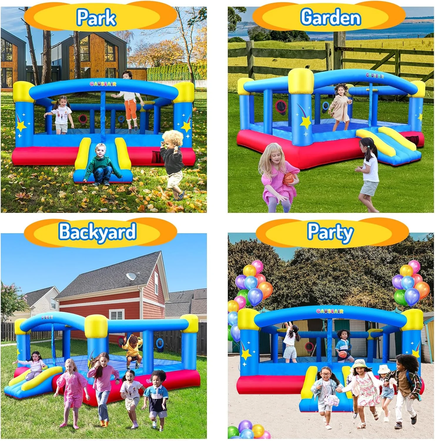 Inflatable Bounce House with Hoops | PVC Floor | 15ft