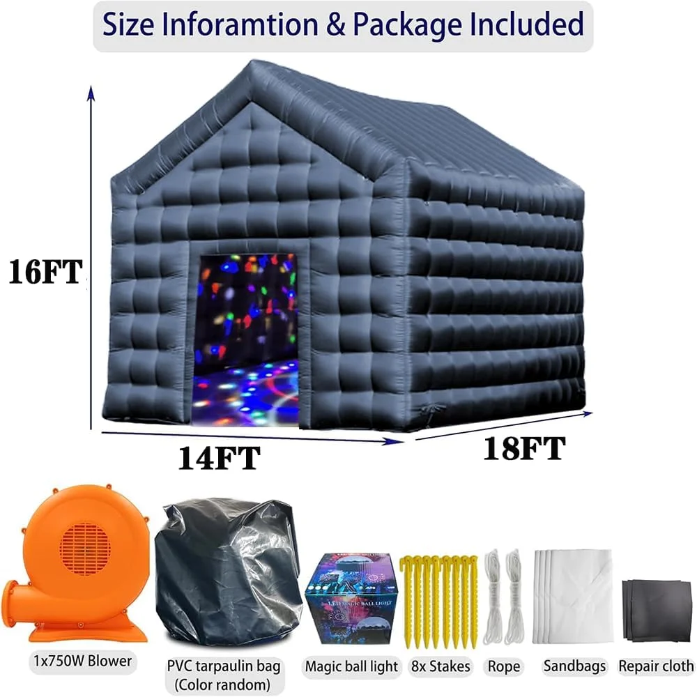 Black Inflatable Nightclub Tent – 950W | 20×16.5x13Ft