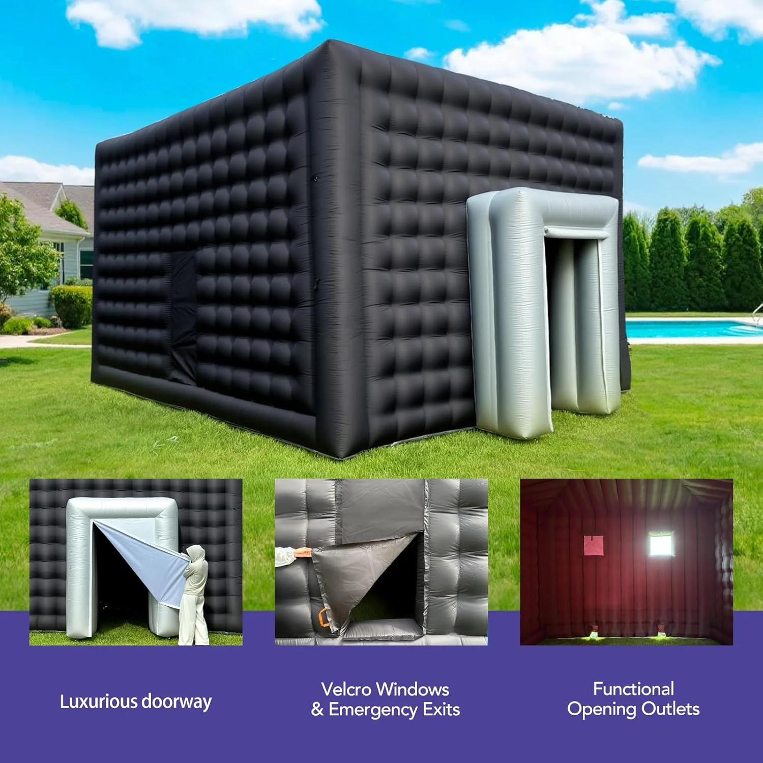 Giant Inflatable Nightclub Tent 20x17x12 – Black