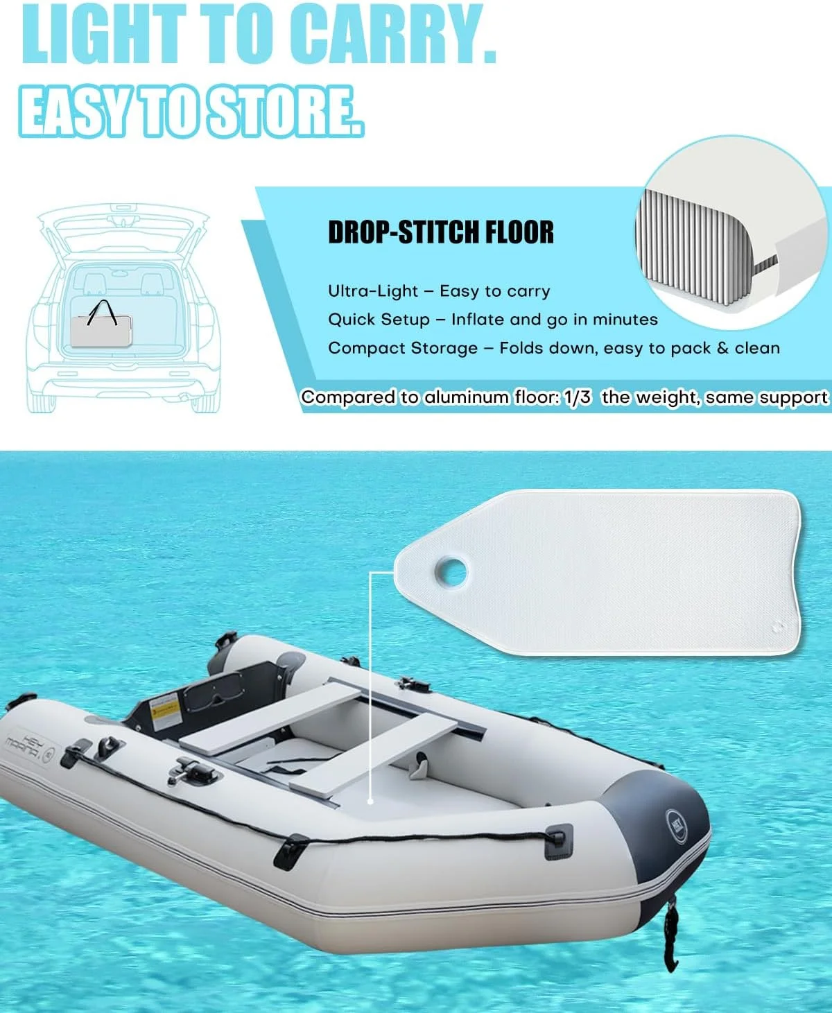 10FT Inflatable Dinghy Boat for 2–3 Adults – Heavy-Duty