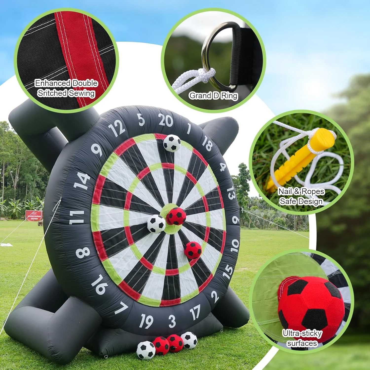 Inflatable Soccer Dartboard – Fun Outdoor Yard Game | 10FT