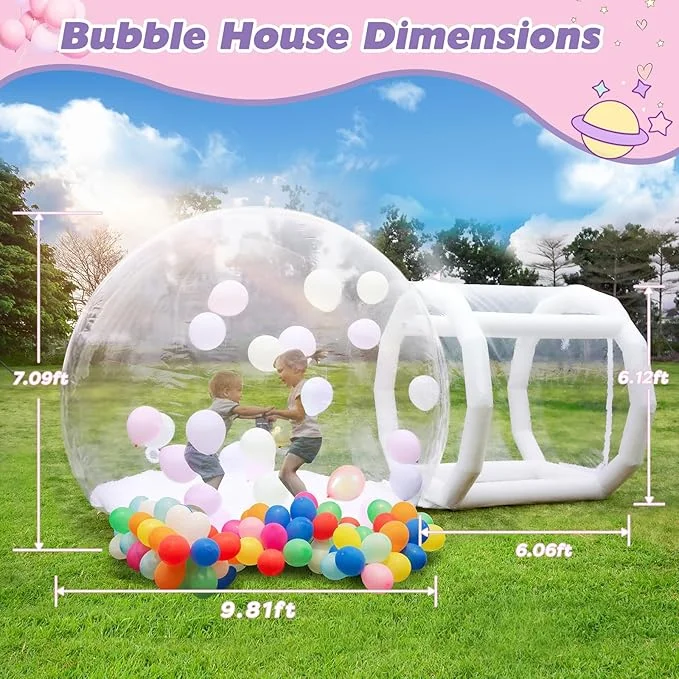 Clear Bubble House Dome with Blower Tunnel for Kids | 10FT