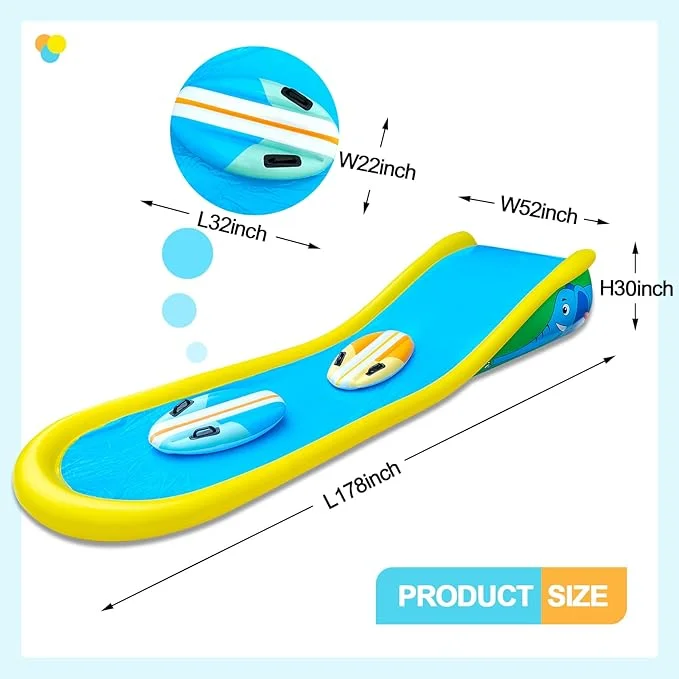 Inflatable Water Slide with Sprinkler Surf Riders | 15FT