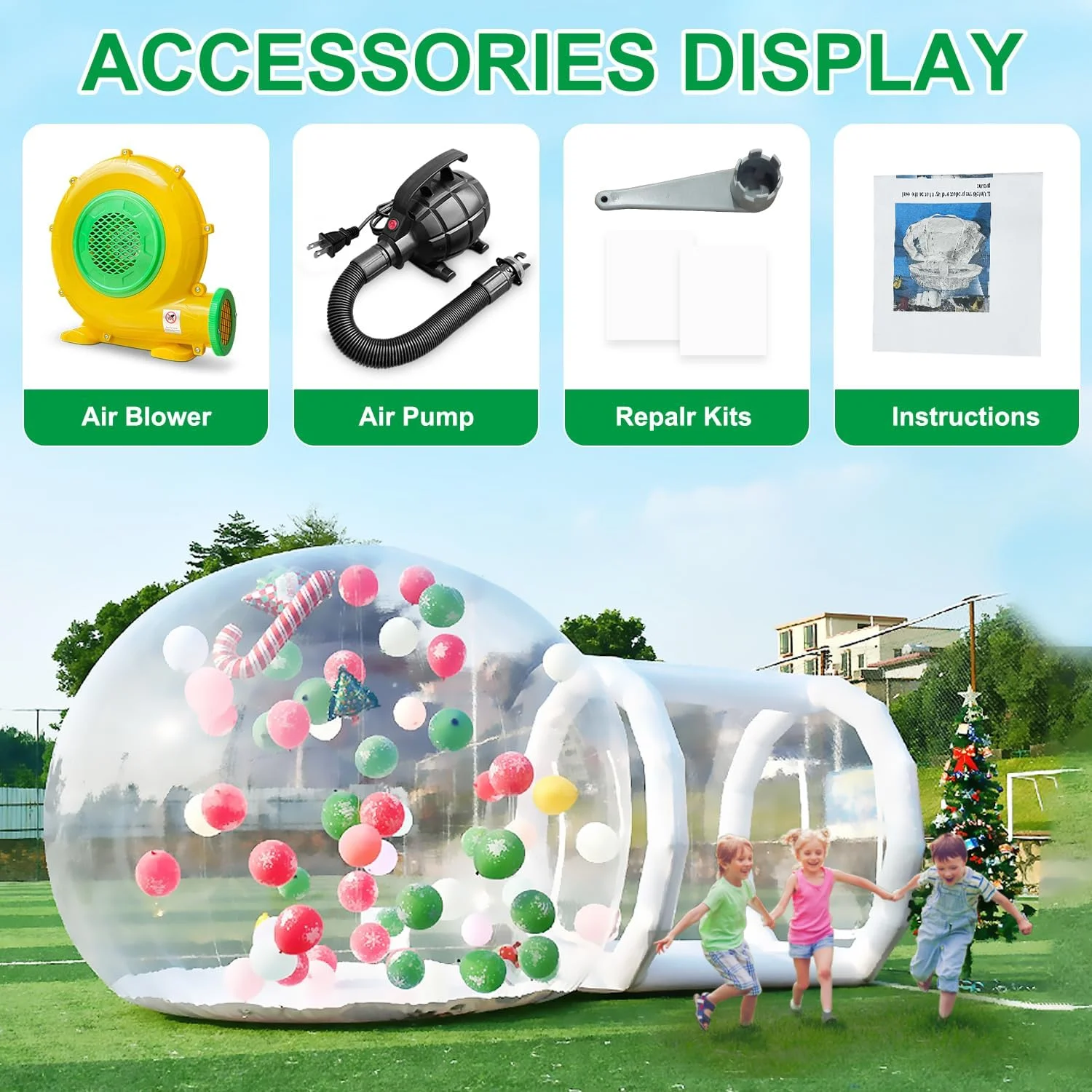 Clear Bubble Balloon House Dome with Tunnel Blower | 10FT