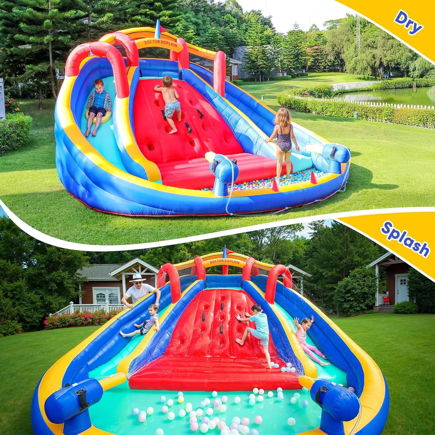 Inflatable Water Double Slides Park : Bounce House for Kids