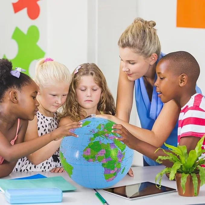 Inflatable Earth Beach Ball for Playing or Teaching |16-Inch