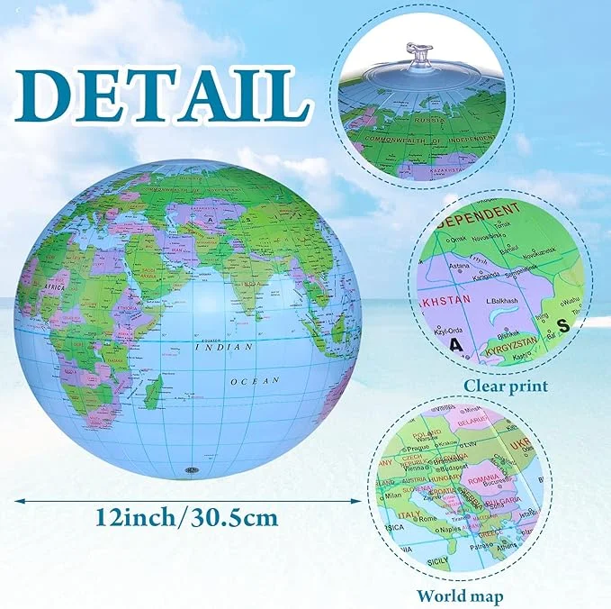 Inflatable World Globe Beach Balls Set | Sotiff 24-Pack 16″