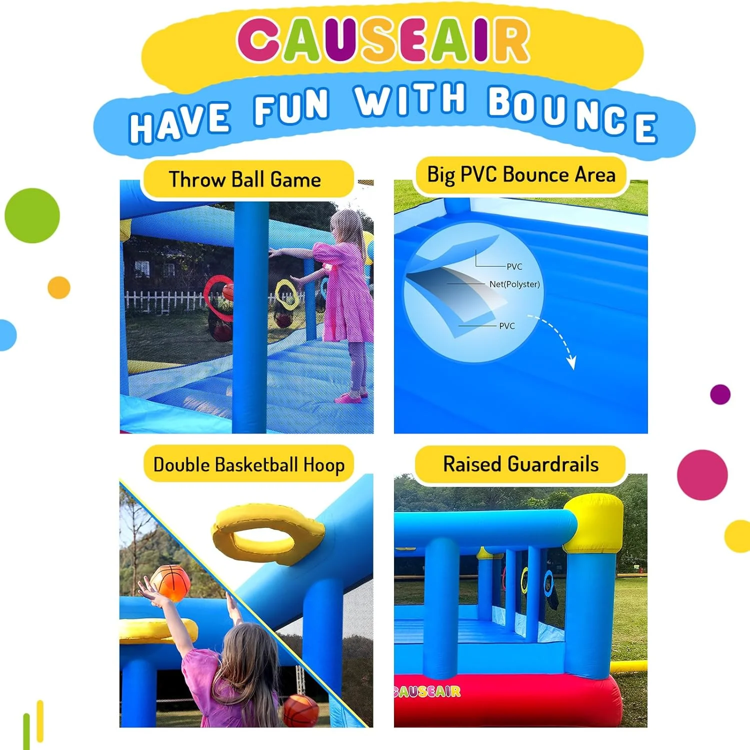 Inflatable Bounce House with Hoops | PVC Floor | 15ft