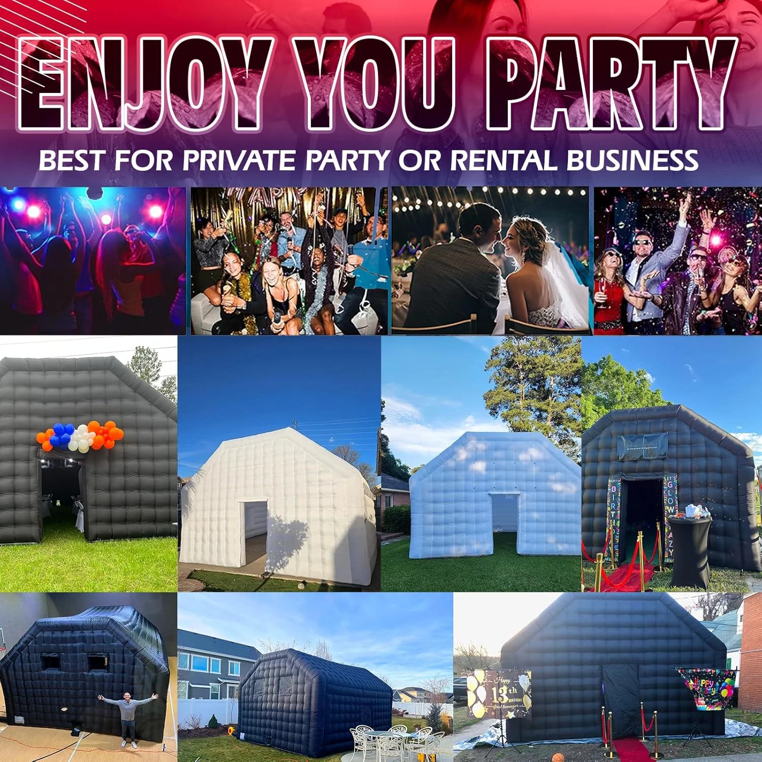 WARSUN 20×16.5×12 FT Black Inflatable Nightclub for Events
