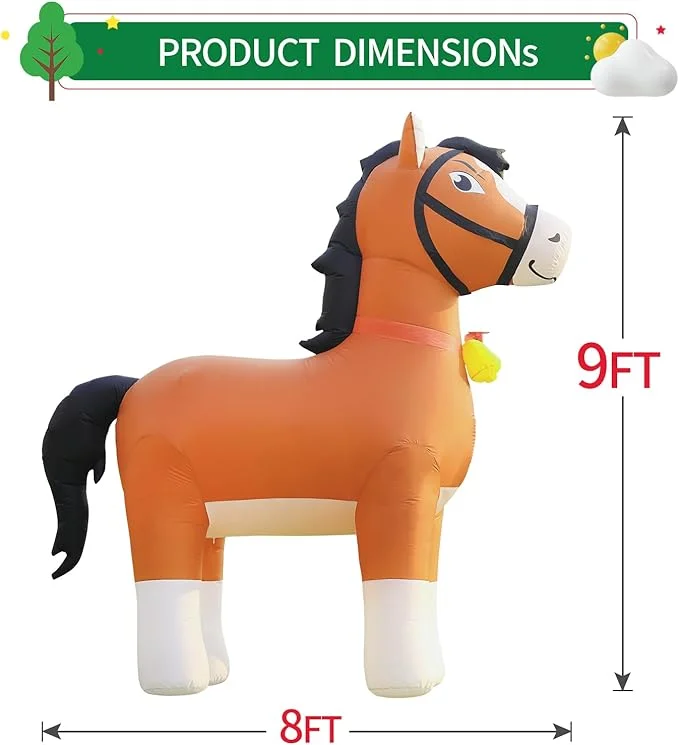 DomKom Inflatable with LED Lights Clydesdale Horse | 9FT