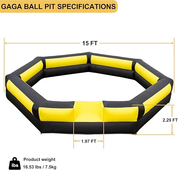 Gaga Ball Pit with Built-in Blower for Indoor Outdoor Fun | 15FT