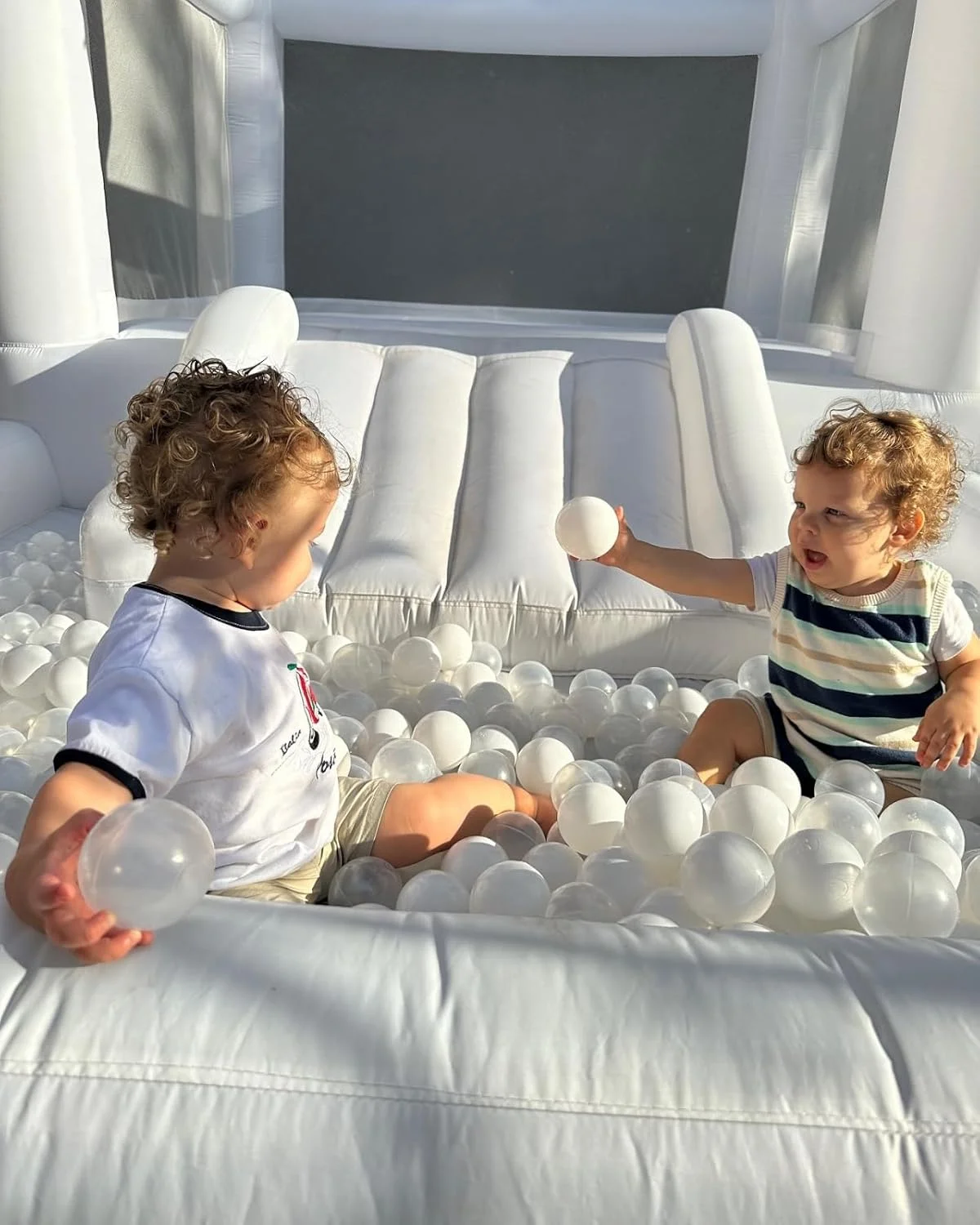Inflatable White Bounce House with Ball Pool for Kids