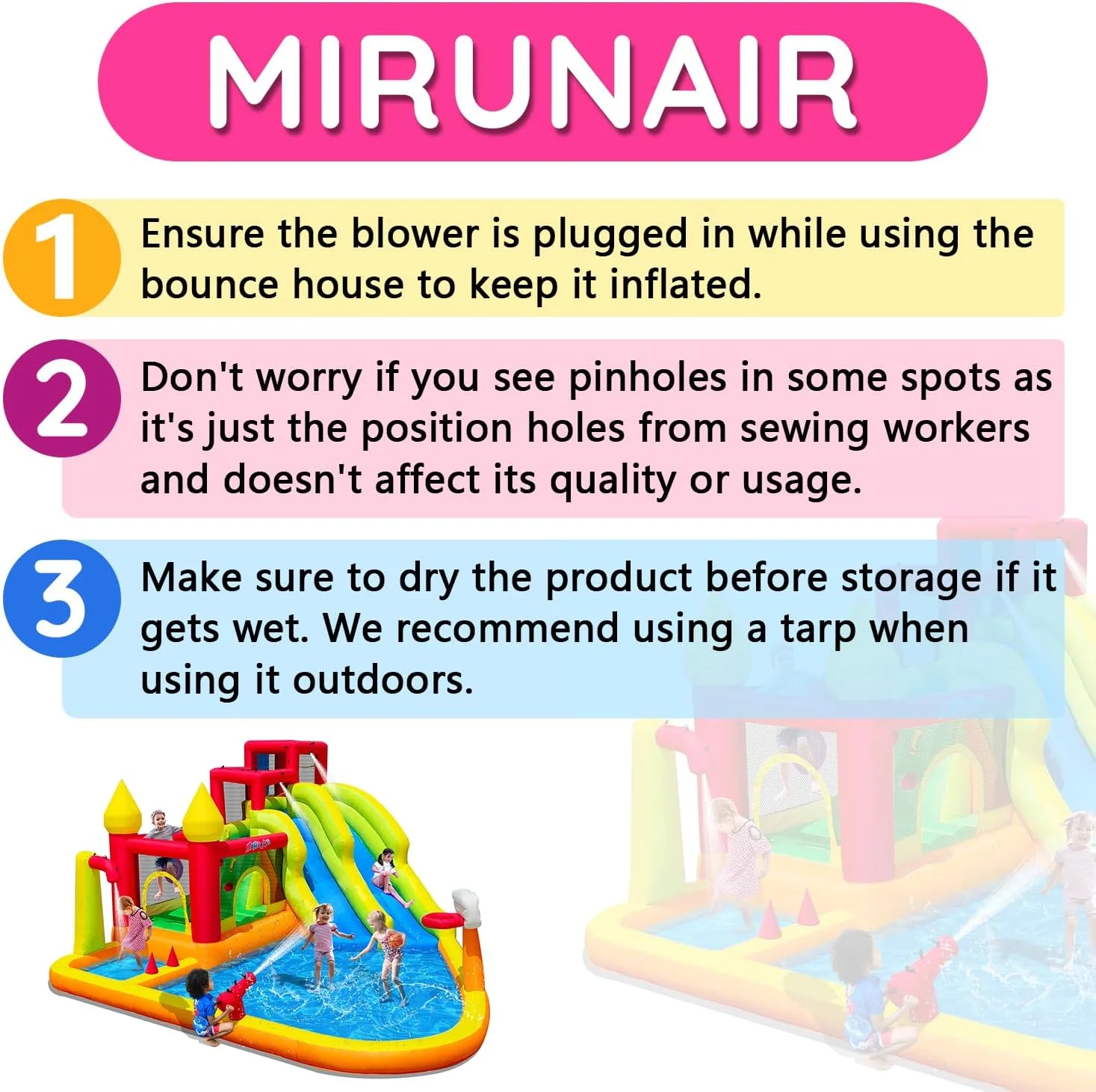 Water Slide Bounce House Park with Blower and Splash Pool