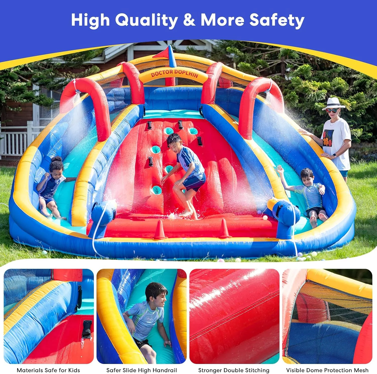 Inflatable Water Double Slides Park : Bounce House for Kids