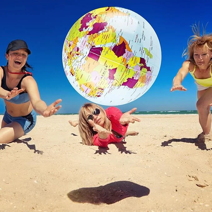 Large Inflatable World Globe Summer Beach Balls | 2-Pack 24″