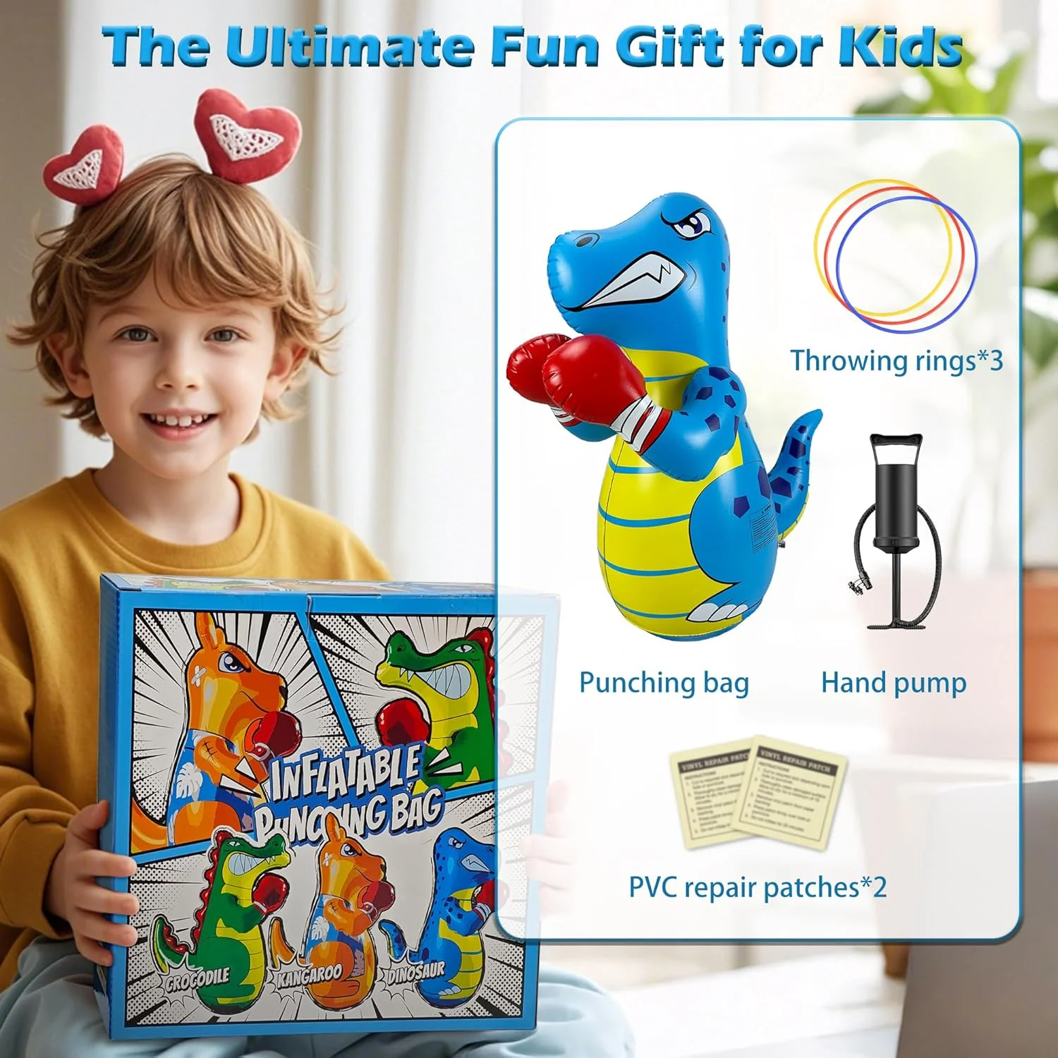 Inflatable Dinosaur Punching Bag – Fun Toy for Ages 3-8