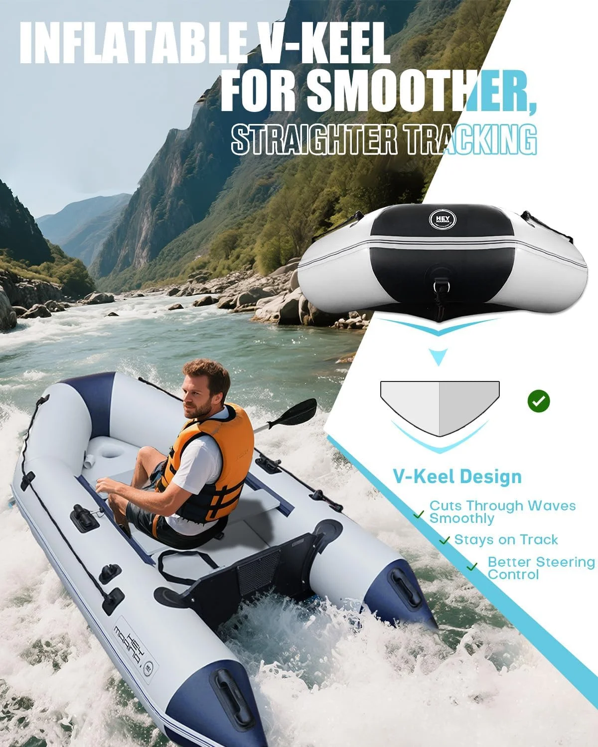 10FT Inflatable Dinghy Boat for 2–3 Adults – Heavy-Duty