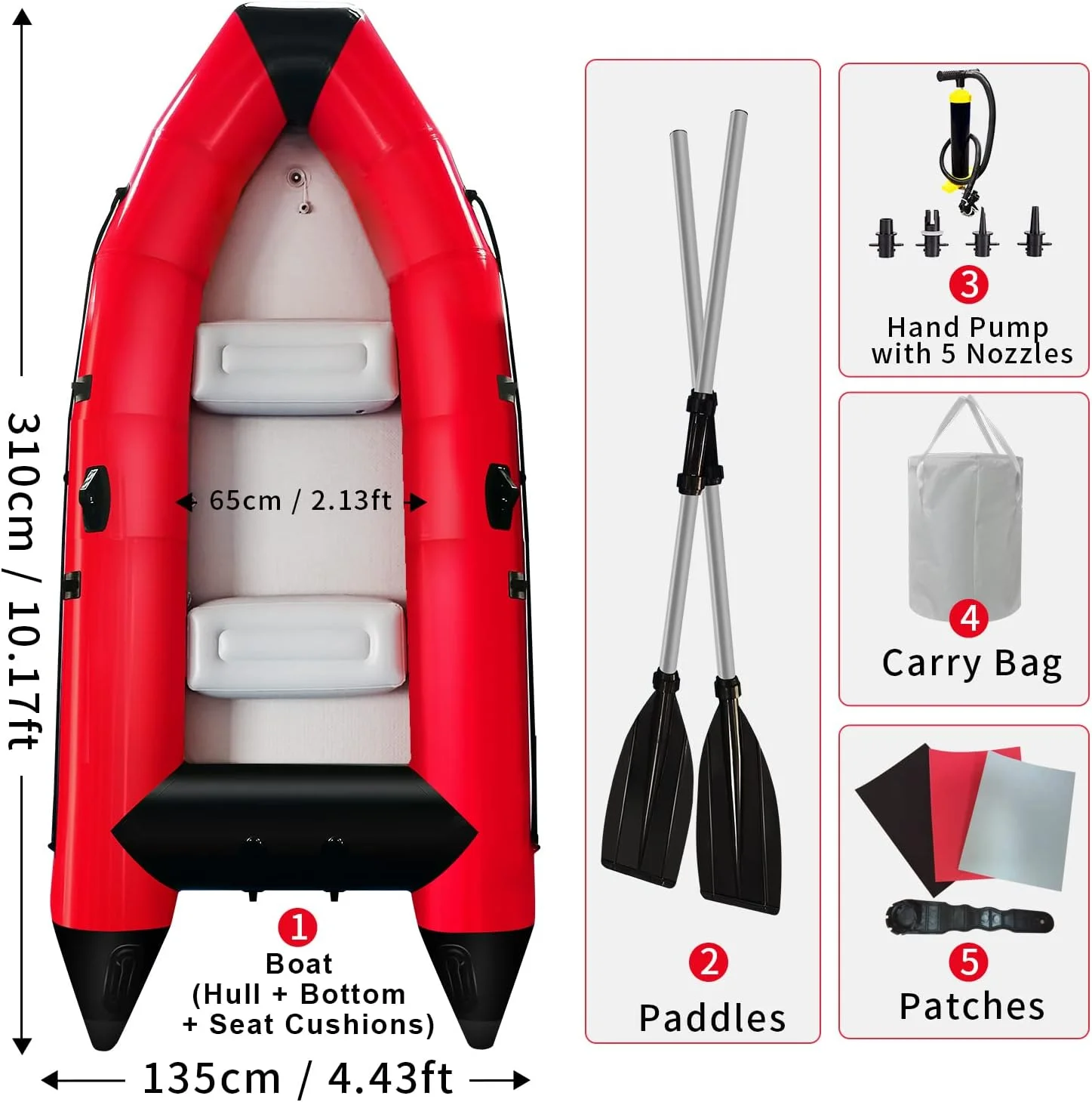 Inflatable 3 Person Fishing Kayak Raft Sport Boat | 10 ft