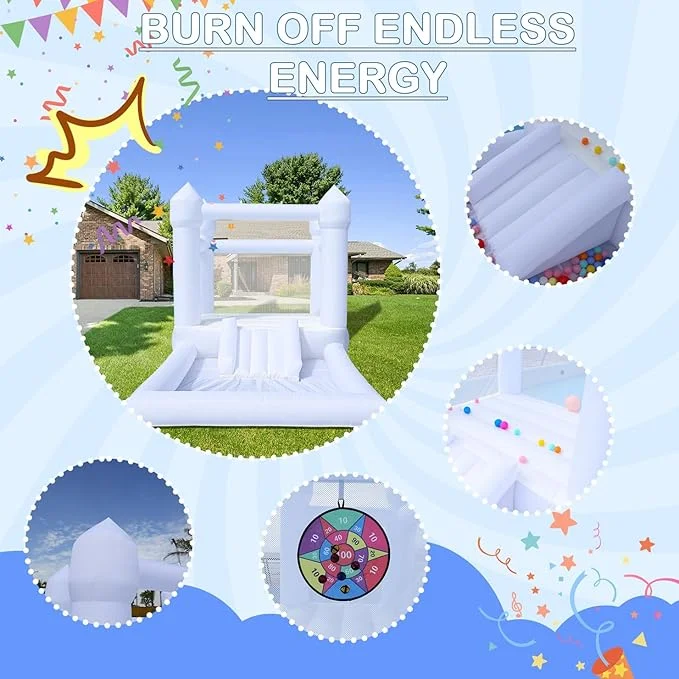 Inflatable White Bounce House with Ball Pool | Blower