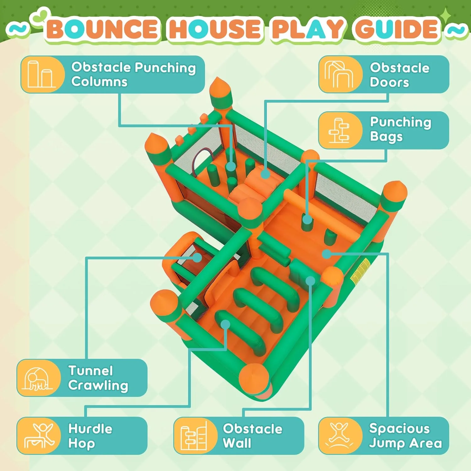 Kids Obstacle Bouncy Castle for Indoor | Outdoor Fun