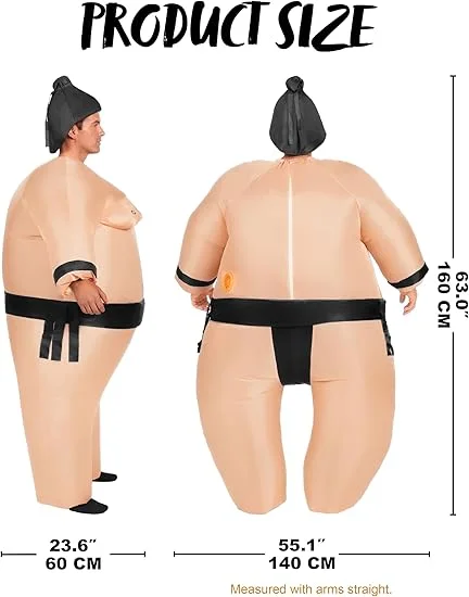 Spooktacular Creations Sumo Inflatable Costume for Adults – Funny Blow-Up Suit