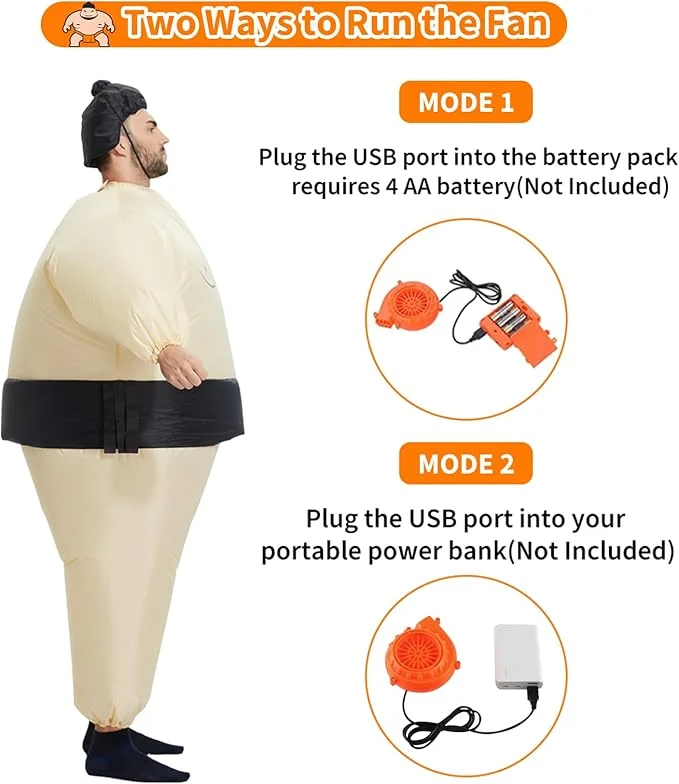 TOLOCO Sumo Wrestler Inflatable Costume – Adult Blow-Up Halloween Outfit