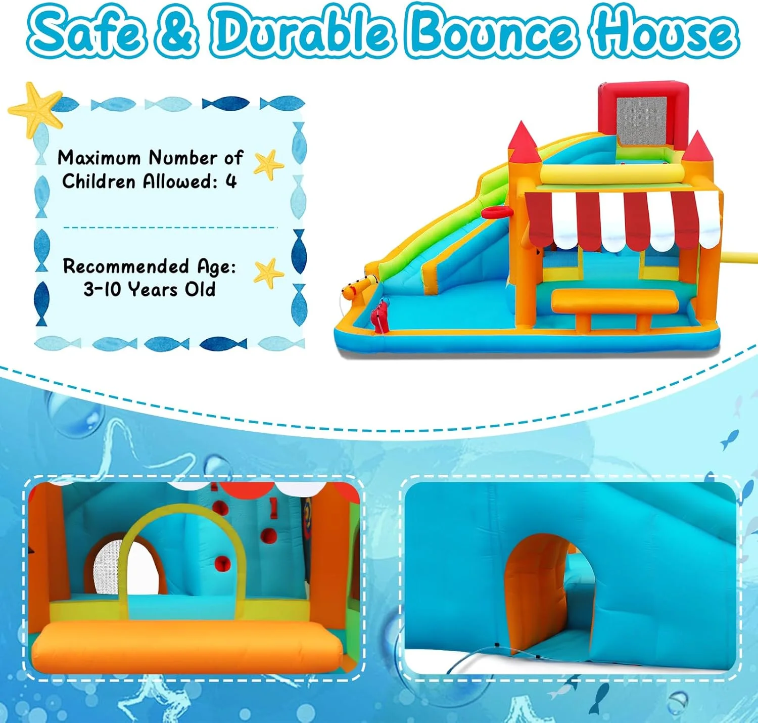 FBSPORT Inflatable Bounce House Water Slide for Kids