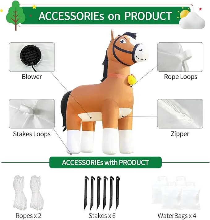 DomKom Inflatable with LED Lights Clydesdale Horse | 9FT