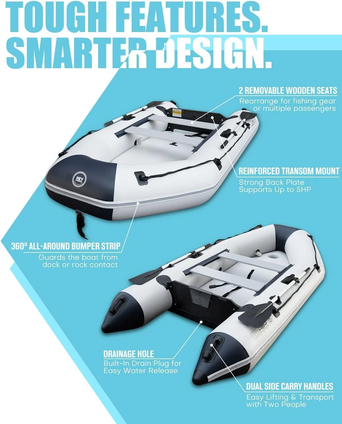 10FT Inflatable Dinghy Boat for 2–3 Adults – Heavy-Duty