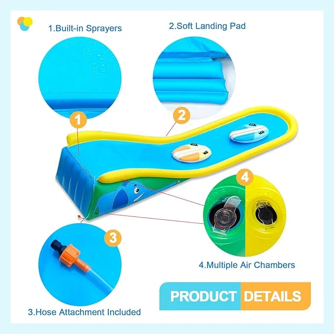 Inflatable Water Slide with Sprinkler Surf Riders | 15FT
