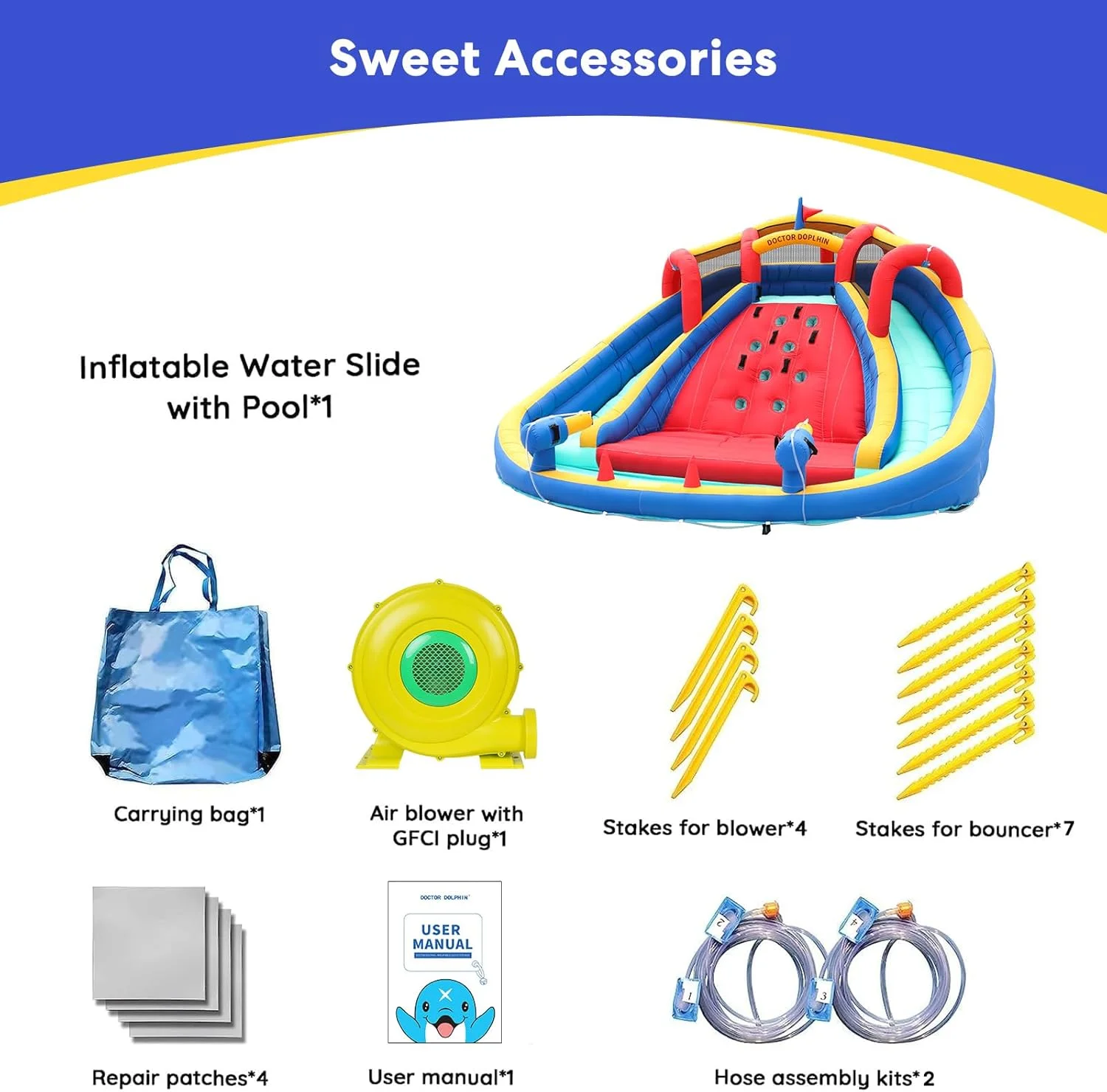Inflatable Water Double Slides Park : Bounce House for Kids