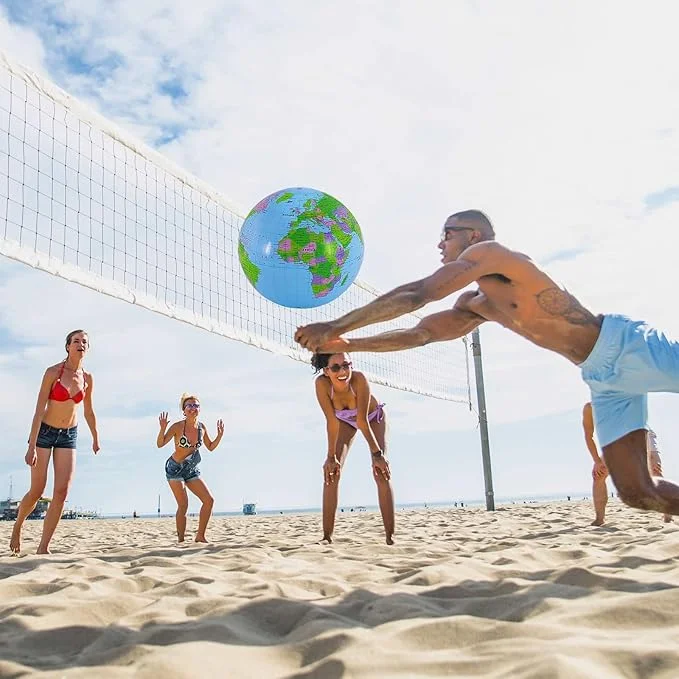 Inflatable Earth Beach Ball for Playing or Teaching |16-Inch