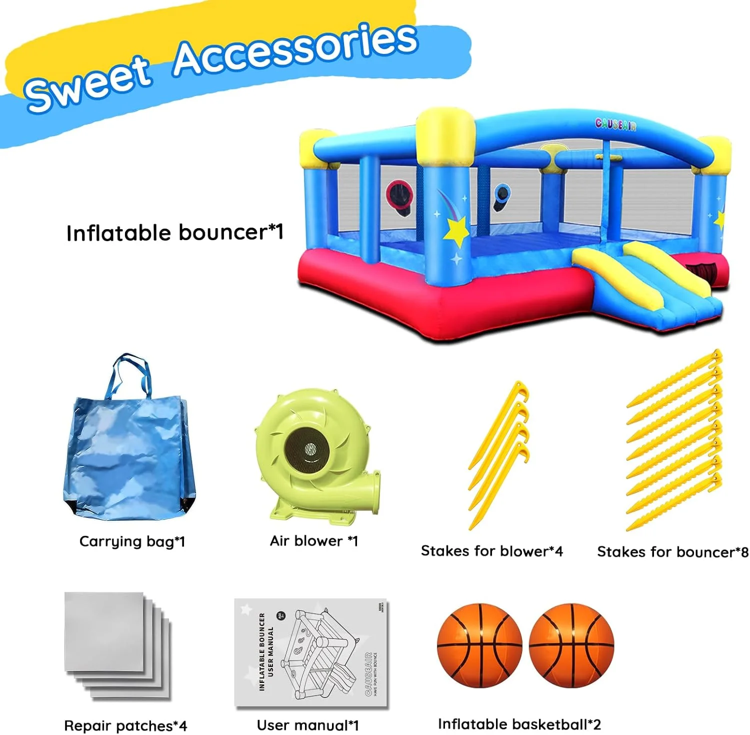 Inflatable Bounce House with Hoops | PVC Floor | 15ft