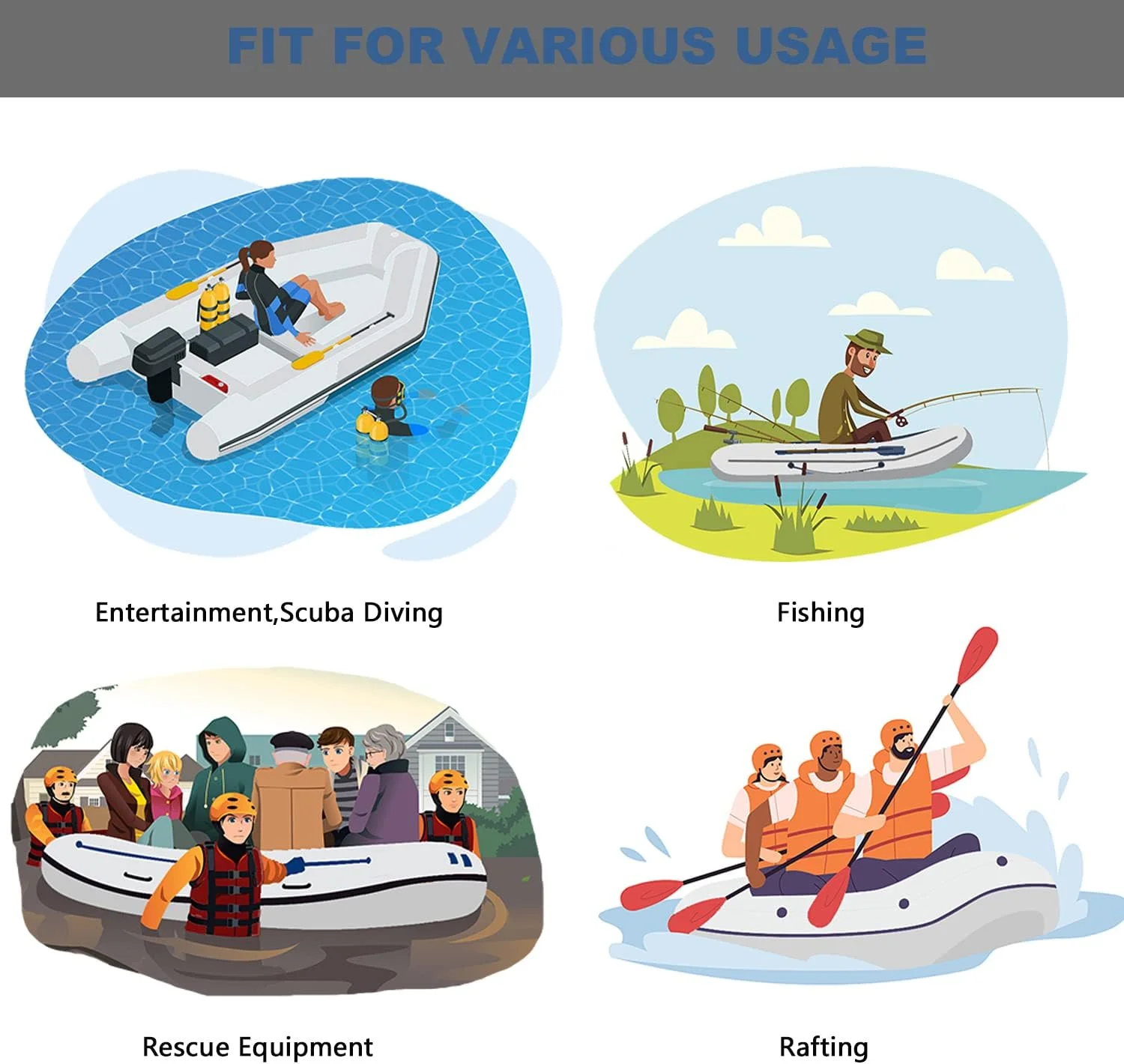 Inflatable Boat for 2-3 People | Portable Raft Design 10FT