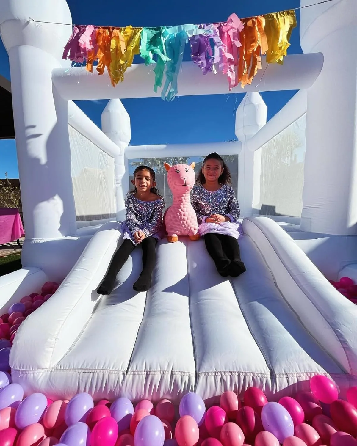 Inflatable White Bounce House with Ball Pool for Kids