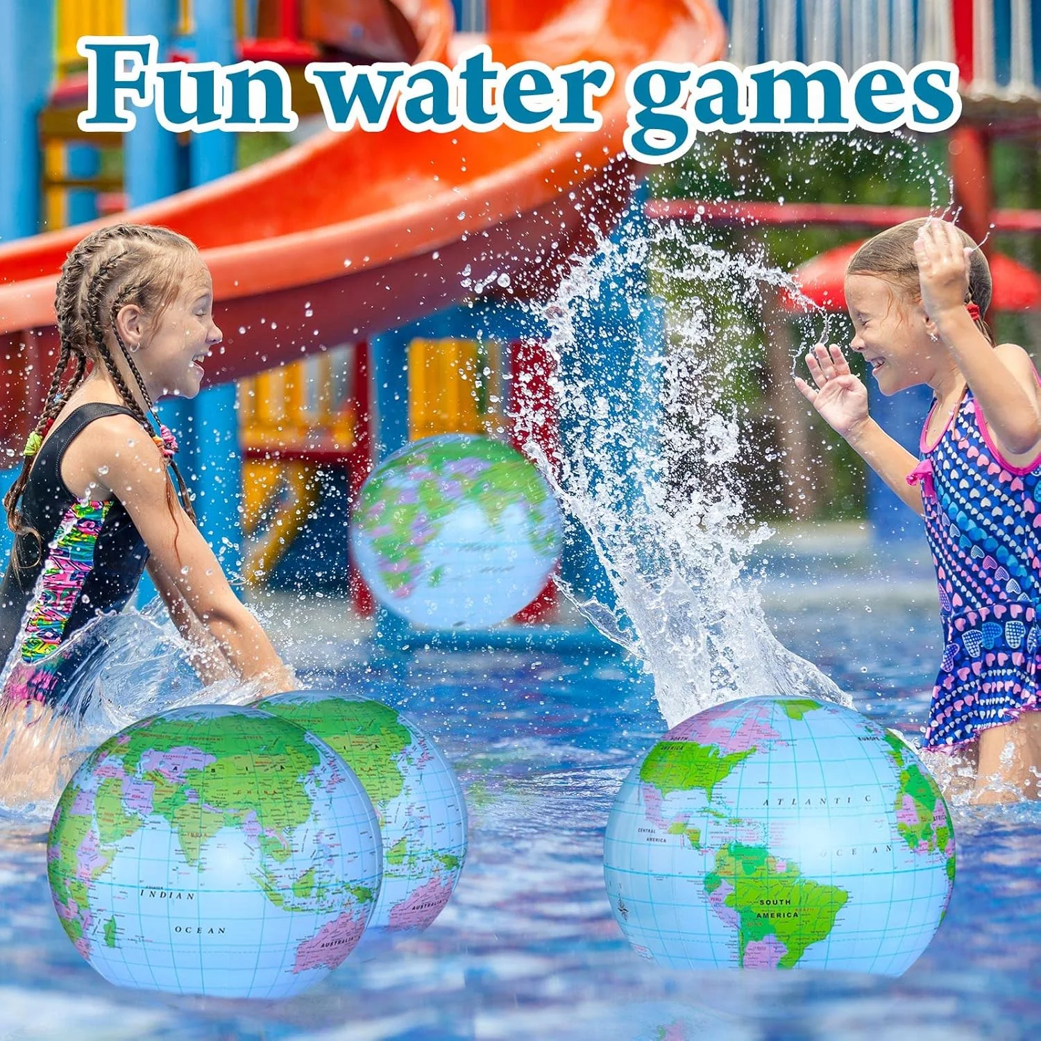 Inflatable World Globe Beach Balls Set | Sotiff 24-Pack 16″