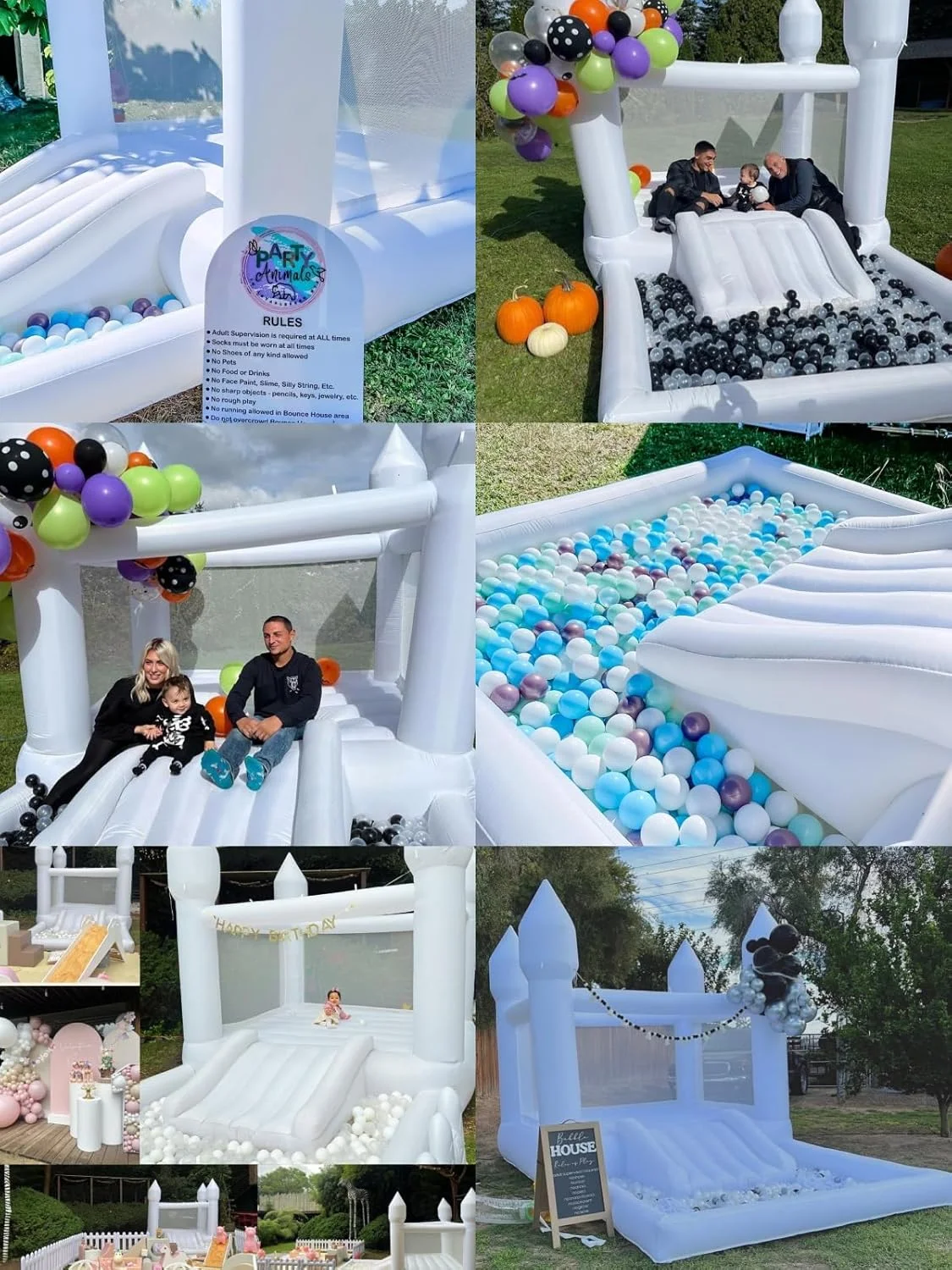 Inflatable White Bounce House with Ball Pool for Kids