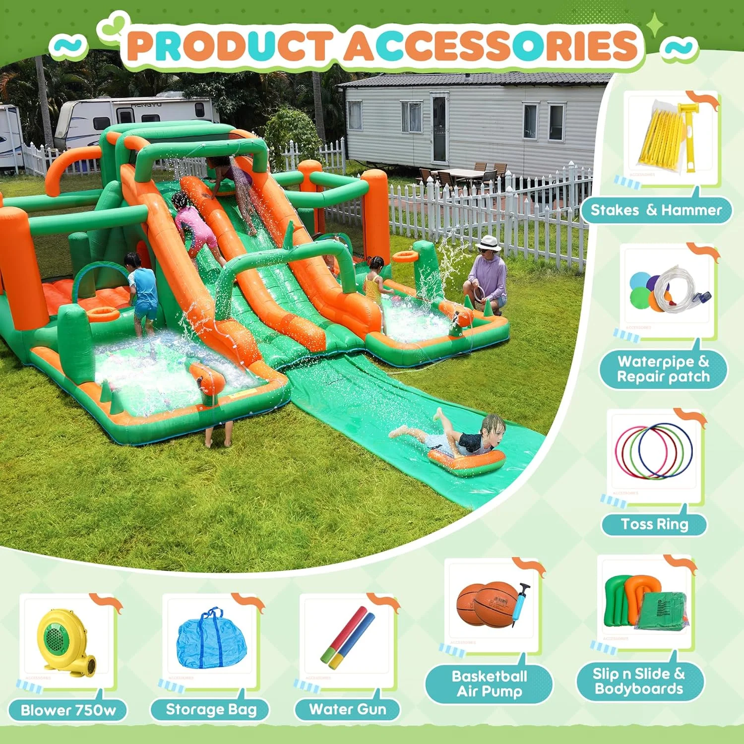 Inflatable Water Park for Kids: Waterslide Bounce House